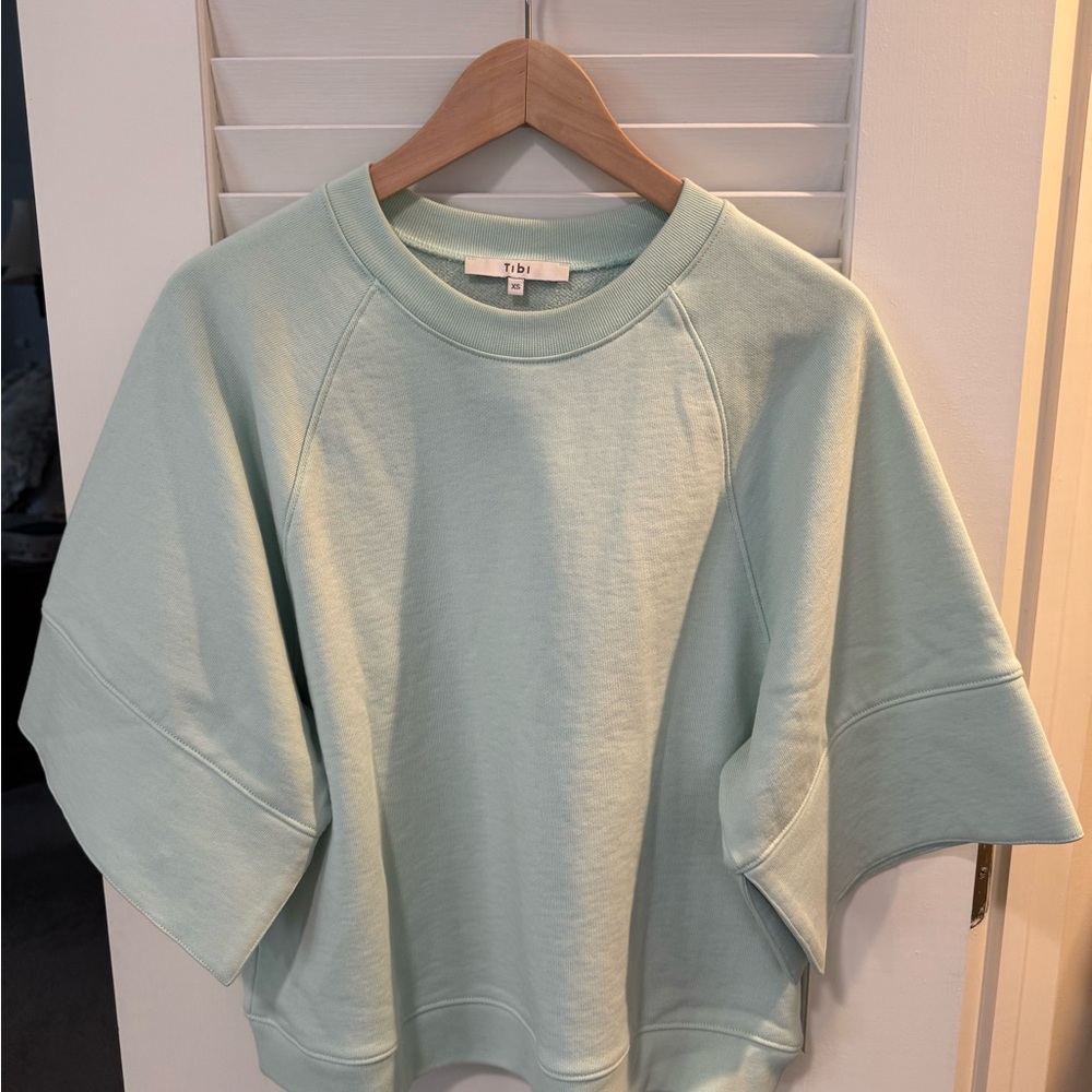 Tibi Crewneck Easy Sweatshirt in Mint